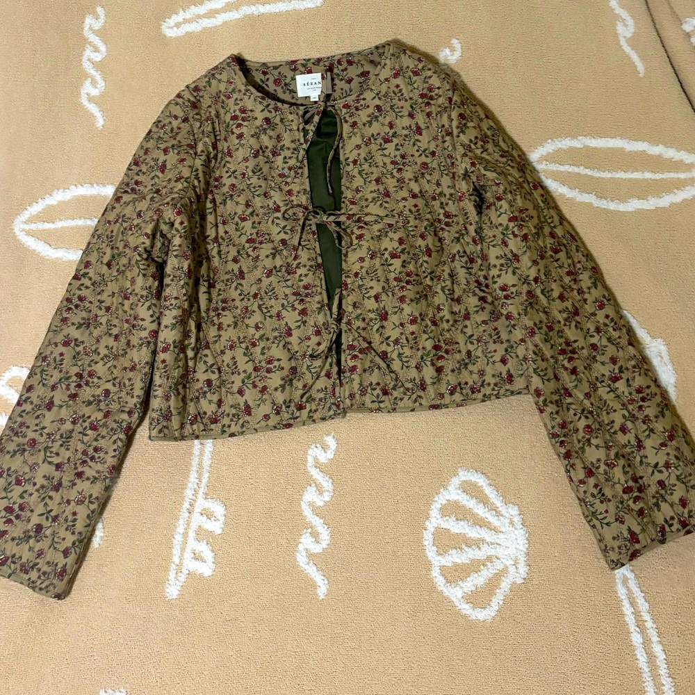 🍂🍎Sezane Paoline Jacket Organic cotton Floral Quilted Jacket - Picture 6 of 11